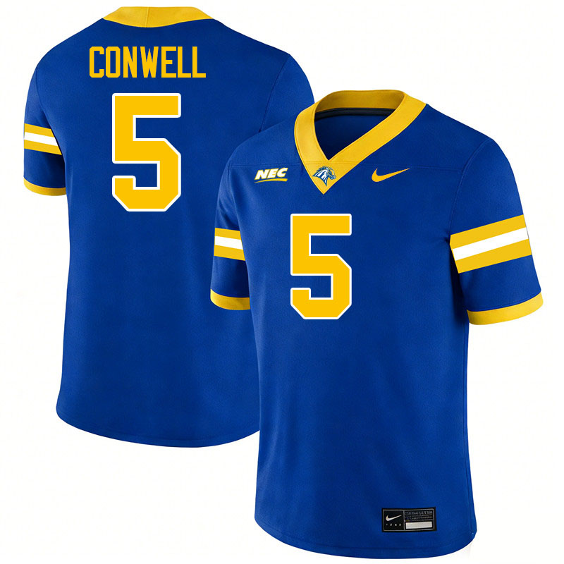 New Haven Chargers #5 Sebastian Conwell College Football Jerseys,Uniforms Stitched-Blue